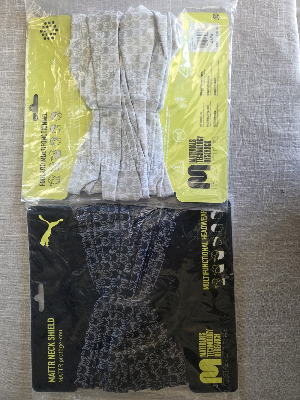 Puma Two-Pack Multifunctional Headwear in Light Gray and Black
